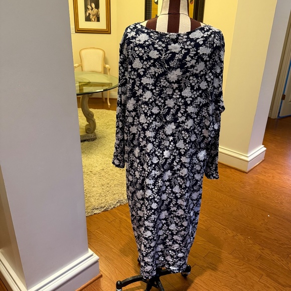 Lands' End Women's Plus Size 100% Cotton Long Sleeve Midcalf Nightgown 1XL/16-18 - Picture 9 of 11